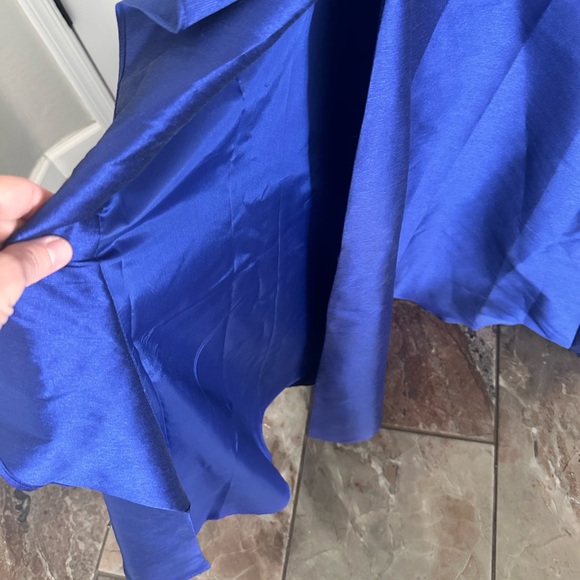 ADRIANNA PAPELL Draped One-Shoulder Gown formal prom cocktail party royal blue - Picture 9 of 10